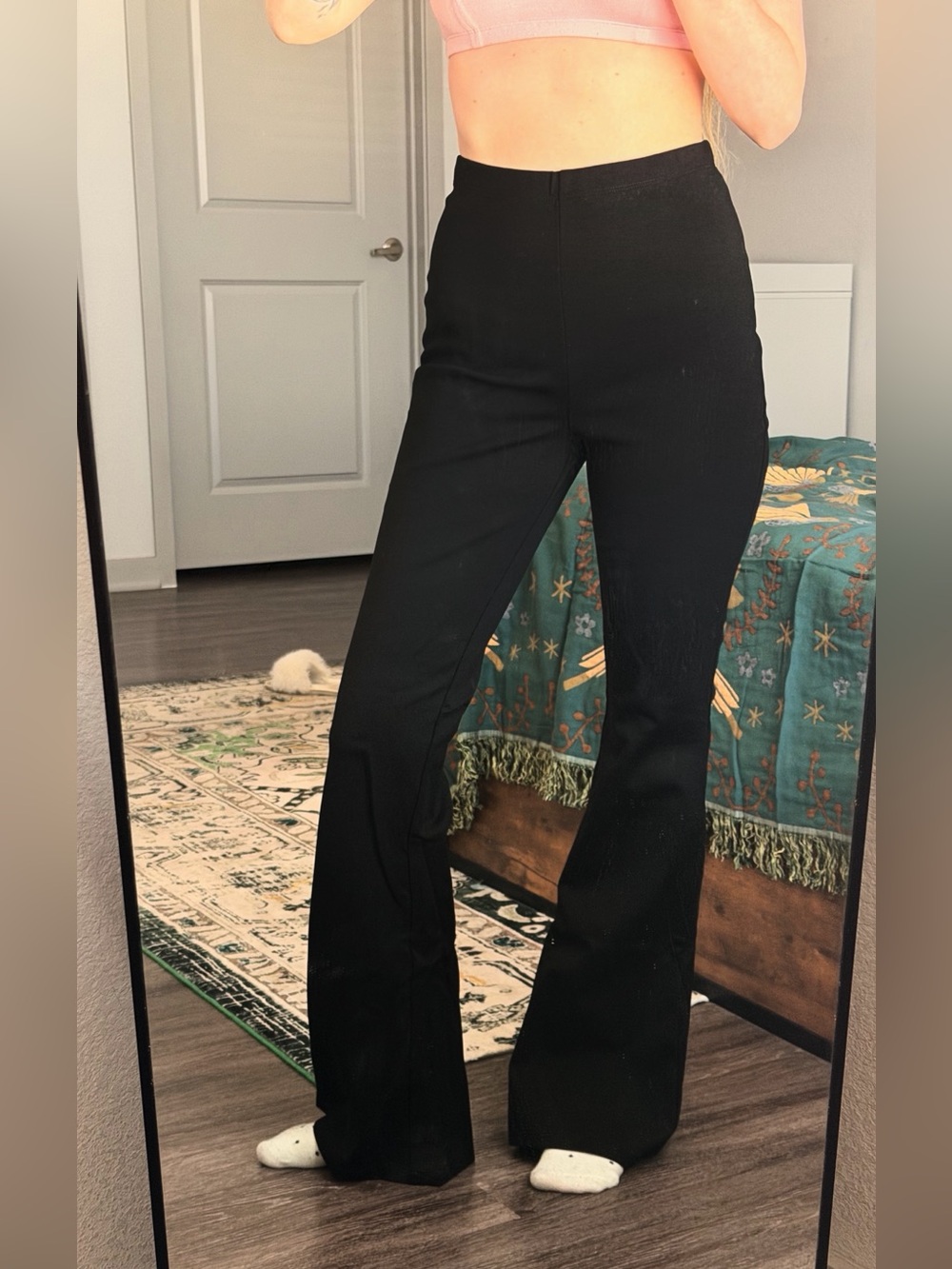 H&M Black High-Waist Flared Pants